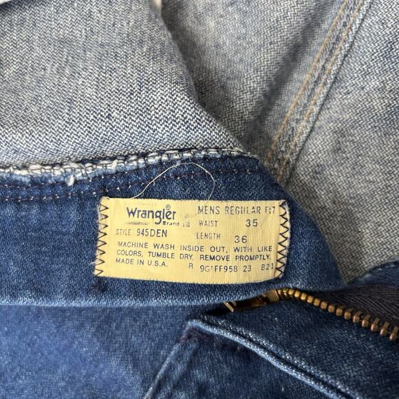 Wrangler Mens 35x36 Cowboy Cut 945DEN Regular Fit Jeans Dark Blue USA VTG - Picture 5 of 7